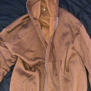 Brown Zip-Up Hoodie